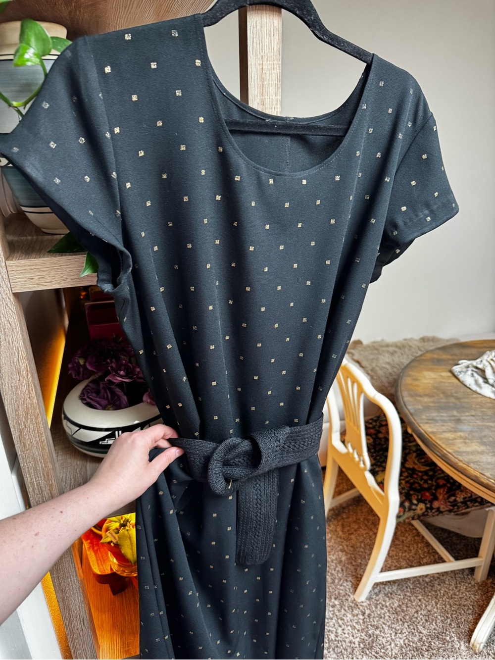 Black and gold vintage sheath dress